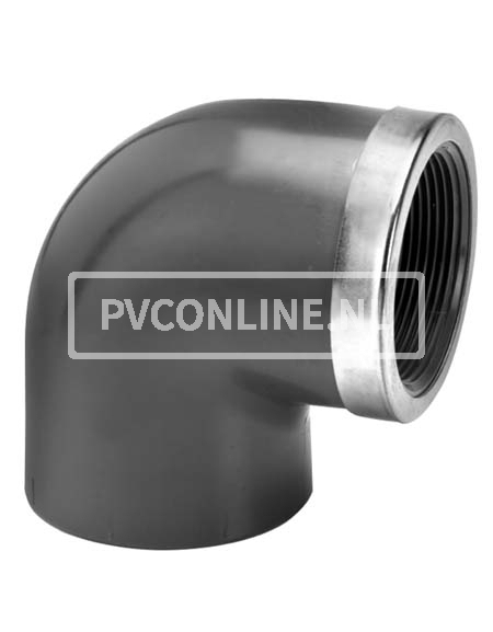 PVC KNIE 50 X1 1/2 BINNENDRAAD PN 16